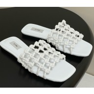 Toteme Braided-leather bandeau slides white 2025