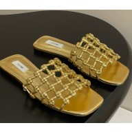 Toteme Braided-leather bandeau slides gold 2025