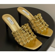 Toteme Braided-leather bandeau mules gold heel 9cm 2025