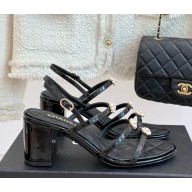 Chanel camellia sandals lambskin 052904 black 2025