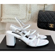 Chanel camellia sandals lambskin 052905 white 2025