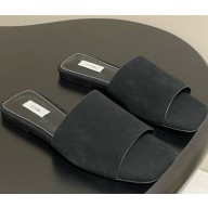 Toteme Velour-leather bandeau slides black 2025