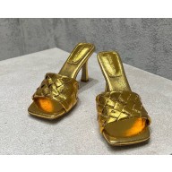 Bottega Veneta Parco Mule sandal in soft Intrecciato leather gold heel 9cm 2025