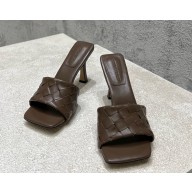 Bottega Veneta Parco Mule sandal in soft Intrecciato leather Dark brown heel 9cm 2025