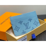 Louis Vuitton M14791 Double Card Holder Sky Blue Monogram Shadow embossed calf leather 2025
