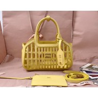 MIU MIU Leather basket 5BA294 Lemon Yellow 2025