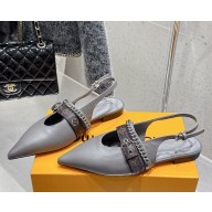 Louis Vuitton 1AHNBJ LV Vibe Slingback Flat Ballerina gray Lambskin 2025