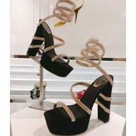 Rene Caovilla Margot Black And Gold Platform Sandal 130 black 2025