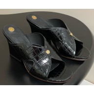 Loro Piana Vera Sandal alligator Calfskin black heel 8cm 2025