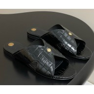Loro Piana Vera Sandal alligator Calfskin black 01 2025