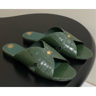 Loro Piana Vera Sandal alligator Calfskin green 03 2025