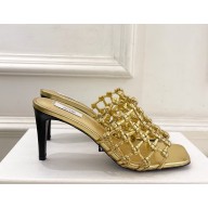 Toteme Braided-leather bandeau mules gold flat / 8.5cm 2025