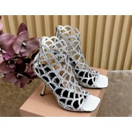 Sergio Rossi  Mermaid crystal-embellished cage pumps white heel 10cm 2025