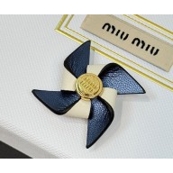 MIU MIU leather windmill brooch blue 2025