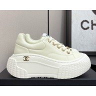 Chanel sneakers platform calfskin ivory 2025
