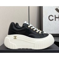 Chanel sneakers platform calfskin black 2025
