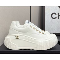 Chanel sneakers platform calfskin white 2025