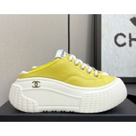 Chanel sneakers Lace-up platform calfskin yellow 2025