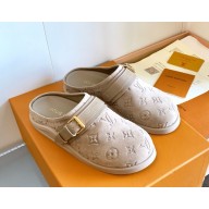 Louis Vuitton 1AHLVU LV To-Go Flat Comfort Clog Hazelnut Brown Monogram-debossed suede calf leather 2025