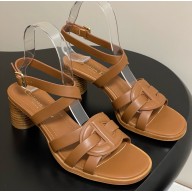 Dior D-Club Sandal Camel Calfskin heel 5.5cm / 8cm 2025