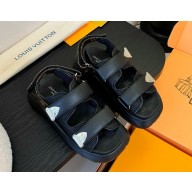 Louis Vuitton 1AHNJL Chameleon Comfort Sandal Black Plain calf leather 2025