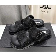 Alaïa Laser-cut leather slides black 2025
