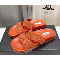 Alaïa Leather Lasercut Accents Slides orange 2025