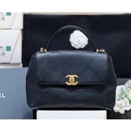 Chanel Large Flap Bag with Top Handle Calfskin & Gold-Tone Metal AS5467 black 2025 (original quality)