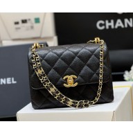Chanel Flap Bag Chain Shiny Grained Calfskin & Gold-Tone Metal AS3580 black 2025 (ORIGINAL QUALITY)