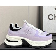 Chanel Trainers cotton & Suede Calfskin G46609 light purple 2025
