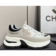 Chanel Trainers Laminated Calfskin & Suede Calfskin G46609 silver 2025