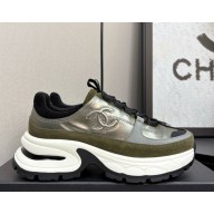 Chanel Trainers Laminated Calfskin & Suede Calfskin G46609 army green 2025