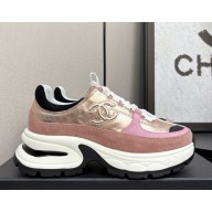 Chanel Trainers Laminated Calfskin & Suede Calfskin G46609 rose Gold & pink 2025