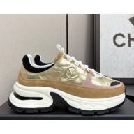 Chanel Trainers Laminated Calfskin & Suede Calfskin G46609 Gold, Beige & Black 2025