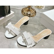 Dior heel 3.5cm adiorble slide Fringed Grosgrain white 2025