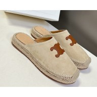 Celine Les Espadrilles Slides suede and calfskin beige/brown 2025