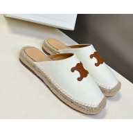 Celine Les Espadrilles Slides suede and calfskin white/brown 2025