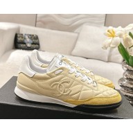 Chanel sneaker Shiny Calfskin, Calfskin & Suede Calfskin G45839 light yellow & white 2025