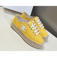 CELINE LES ESPADRILLES LACE-UP IN Oshkosh canvas and Calfskin WHITE / yellow 2025