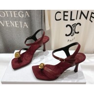 The Row heel 7.5cm calfskin sandals burgundy 2025