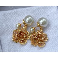 Dior Tribales Earrings Gold-Finish Metal and White Resin Pearls 02 2025