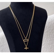 Dior Petit CD Bee Necklace Gold-Finish Metal and Silver-Tone Crystals 2025