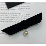 Chanel Bow Barrette Silk & Imitation Pearl AAA846 Black & Pearly White 2025