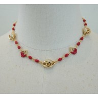 Fendi Forever necklace Gold-coloured metal and red enamel necklace red 2025