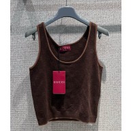 Gucci Stretch GG viscose jacquard tank top 832793 Dark brown fine stretch GG viscose jacquard 2025