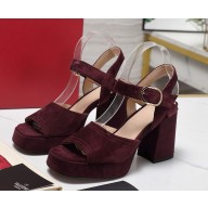 VALENTINO GARAVANI heel 9cm platform sandals suede burgundy 2025