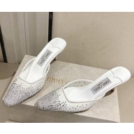 Jimmy Choo Vivi 65 white Crystal Mesh Mules white 2025