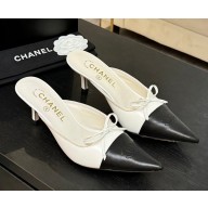 Chanel Mules lambskin Pointed with bow white / black 2025  