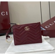 Gucci GG Marmont zip key pouch 837747 Gucci Rosso Ancora red matelassé chevron leather 2025