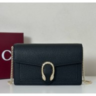Gucci Dionysus wallet on chain 837373 Black grainy leather 2025